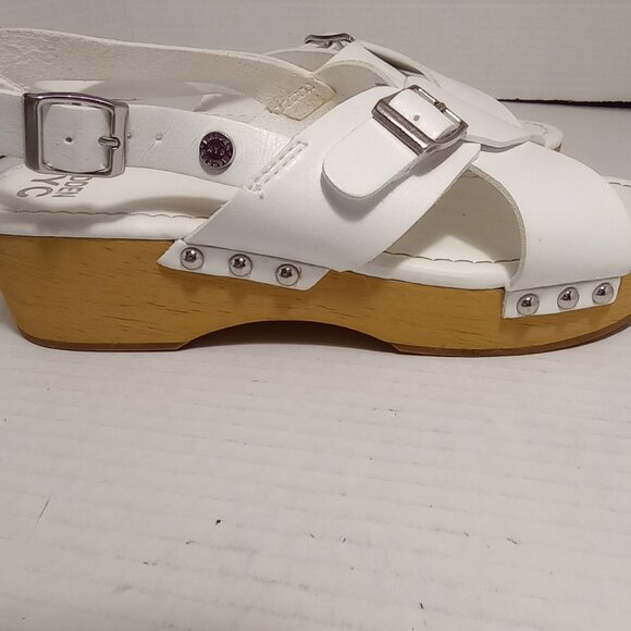 Madden NYC White Platform Wooden Heeled Girls Size 4 - Picture 4 of 15